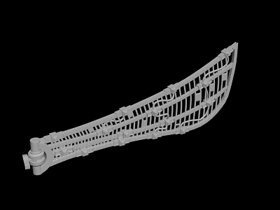White Curved 3D Model With Intricate Lattice Structure And Hollow Design 3d model