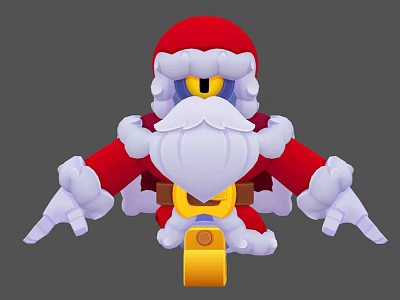 Cartoon Santa Claus 3D Game Movie Character With Red Outfit White Beard And Yellow Eyes 3d model