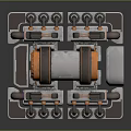 Industrial Mechanical Equipment With Gray Body Orange Circular Components Pipes And Control Panel