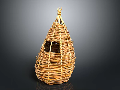 Handmade Woven Teardrop Shaped Household Basket For Practical Storage And Decorative Use 3d model