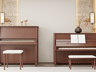 Modern paint mahogany piano 3d model