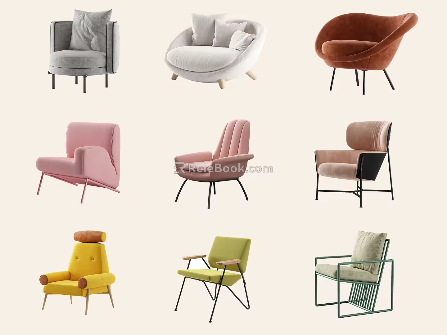 Single-person Sofa Combination Casual Sofa Single-person Sofa Combination Armrest Sofa Armrest-free Sofa Cloth Sofa Leather Sofa 3d model