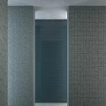 Contemporary Architectural Components Featuring Gray Brick Walls Columns And Dark Glass Door