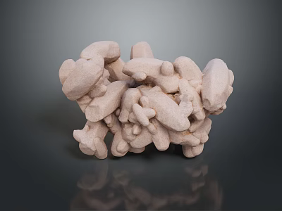 Organic Wooden Stone Sculptural Form With Irregular Stacked Shapes And Textures 3d model