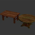 Rustic Solid Wood Bench And Round Table Simple Furniture For Home Decor