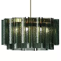 Modern Green Glass Chandelier With Textured Wave Pattern Hanging Light Fixture