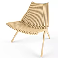 Modern Wooden Lounge Chair With Slat Design And Comfortable Lightweight Natural Frame