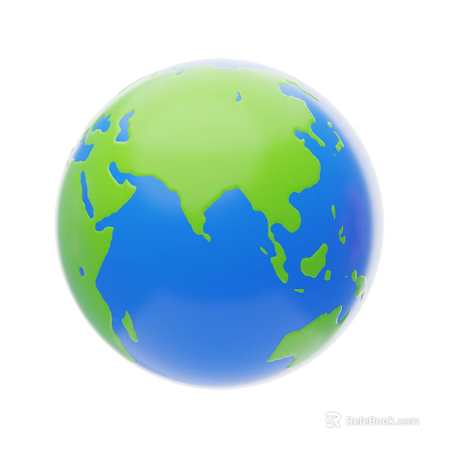 3D Globe Decorative Ornament Set With Green Land And Blue Ocean For Home Decor 3d model 
