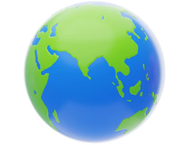 3D Globe Decorative Ornament Set With Green Land And Blue Ocean For Home Decor 3d model
