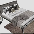 People Relaxing In Modern Bedroom With Bed Nightstand Rug And Pendant Light