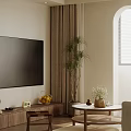 Modern Living And Dining Room Interior With Beige Sofa Coffee Table Window Blinds And Decorative Painting