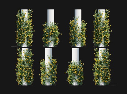 Modern Rose Vine Green Plant Climbing Rose Wall Green Plant Wall Grassland Rose Climbing Vine Flower Wall Green Plant Wall Climbing Vine Rose Wall 3d model