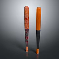 Two Durable Baseball Bats with Textured Design and Natural Wood Finish Non Slip Grip