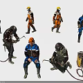 Diverse Workers In Colored Safety Uniforms With Helmets Tools And Various Poses