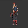 Stylish Character With Red Cap Goggles Blue Vest Red Gloves And Gray Pants