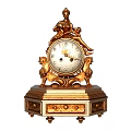 Ornate Golden Mantel Clock With Female Statue Lion Accents And Decorative Base