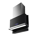 Modern Kitchen Range Hood With Black Stainless Steel Design And LED Lighting