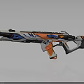 Futuristic Modern Weapon Gun With Vibrant Orange Blue White Sleek Design