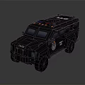 Black Armored Police Vehicle With Roof Emergency Lights And Equipment