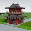 Chinese-style ancient pavilion attic building 3d model