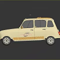 Cream And Yellow Vintage Car With Retro Roof Rack White Wheels And Classic Design