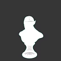 Game Movie Character White Bust Sculpture With Elven Features And Pedestal Base