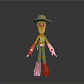 Cartoon Cowboy Character Figurine With Brown Hat Yellow Plaid Shirt Blue Pants And Brown Boots