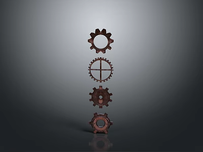 Gear Shaped Vertically Arranged Dark Brown Lighting Combination With Gray Background And Reflection 3d model