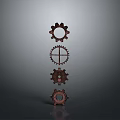 Gear Shaped Vertically Arranged Dark Brown Lighting Combination With Gray Background And Reflection 3d model