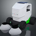 Solar Powered Cleaning Robot With White Design Green Accents And Dual Brushes