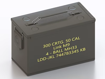 Dark Gray Ammunition Crate with 300 Cartridges 50 Caliber Ball M9 4 Link M133 3d model
