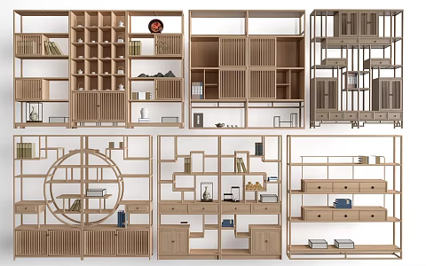 New Chinese-style Antique Rack Storage Rack Decorative Rack Partition Rack 3d model