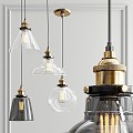 Chandelier Vintage Smoked Pendant Hanging Lamp 3d model