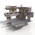 Industrial Mechanical Platform Structure With Metal Frames Pipes And Control Panels