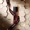 Luxury Facial Serum With Black Cap Gold Crown And Hexagonal Background Design