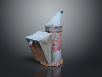 Vintage Metal Pipe With Blue Red Coated Rusty Surface And Conical Top 3d model Vintage Metal Pipe With Blue Red Coated Rusty Surface And Conical Top 3d model