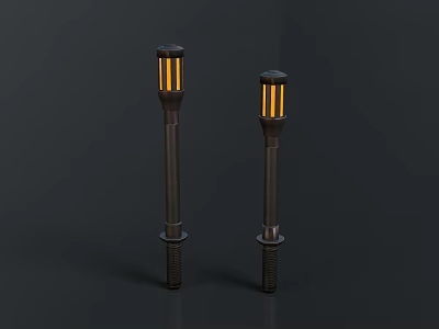 Modern Black Torch Lights With Yellow Illumination And Base Design Set of Two 3d model