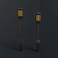 Modern Black Torch Lights With Yellow Illumination And Base Design Set of Two