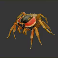 3D Rendered Orange Red Spider With Detailed Legs On Dark Background