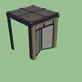 Modern Entrance Gate With Canopy Wooden Metal Frame And Glass Doors