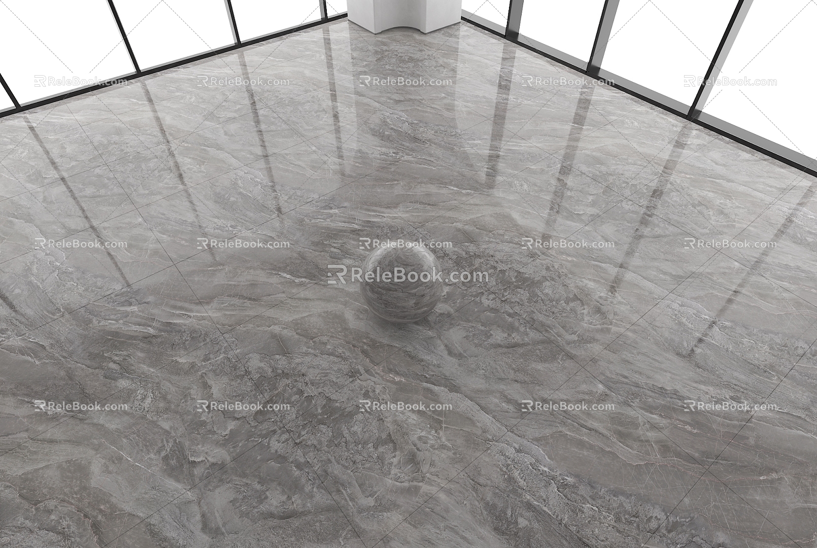 Warm Grey Marble Floor Tile Large Plate Tile Matte Tile Long Strip Tile 3d model