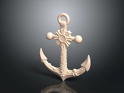 Decorative Anchor With Intricate Carvings And Ornate Design For Water Vessels 3d model