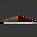 Octagonal Roof Structure With Red Tiles Glass Skylight And Wooden Beams