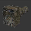 Vintage Industrial Equipment with Square Main Body Grilled Opening and Cylindrical Section