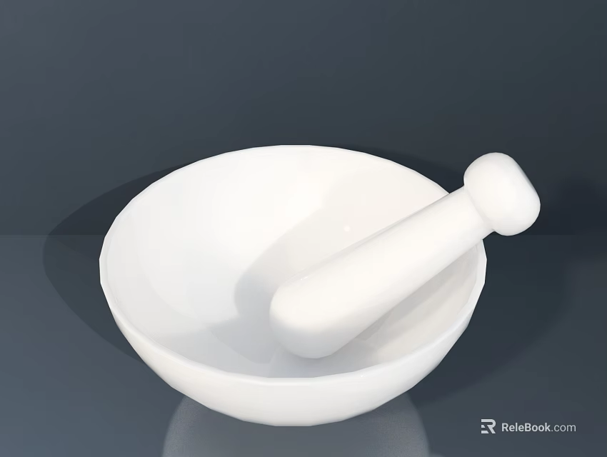 White Ceramic Mortar And Pestle Industrial Grinding Equipment For Laboratory Use 3d model 