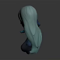 Blue Skinned Fantasy Creature 3D Bust Model Featuring Silver Hair Red Eyes And Pointed Ears