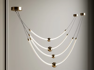 Modern Luxury Chandelier With Gold Metal Structure And White Multi Layer Spherical Design 3d model