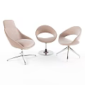 Contemporary Light Beige Table and Chair Set with Upholstered Seats and Metal Legs