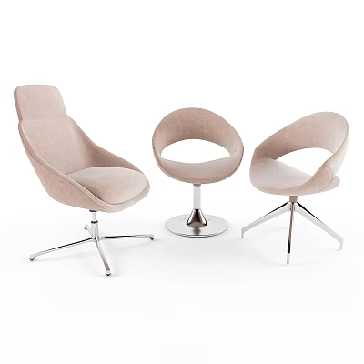 Contemporary Light Beige Table and Chair Set with Upholstered Seats and Metal Legs 3d model