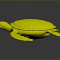 Patterned Sea Turtle With Orange Shell Head And Flippers On Dark Background 3d model